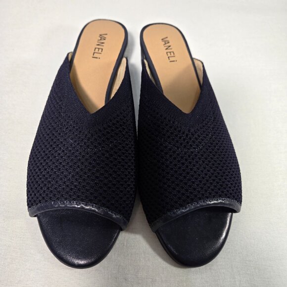VANELi Finn Minimalist Comfort Blue Stretch Knit Open Toe Heels Size 9.5M New! - Picture 5 of 16